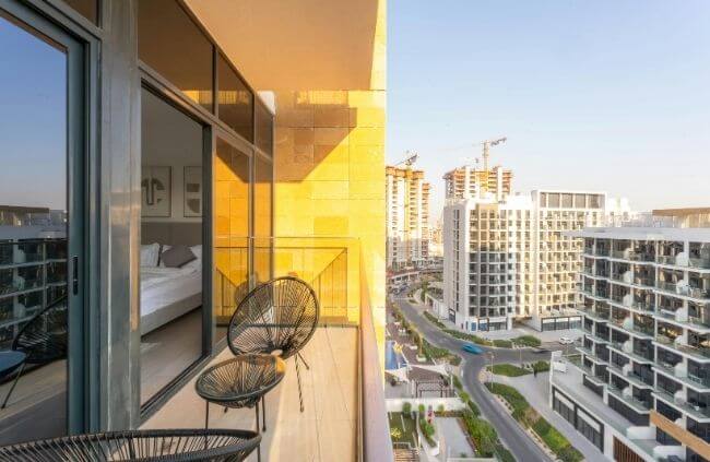 Castle Hill apartments featuring private balcony views over modern developments by Verde Properties